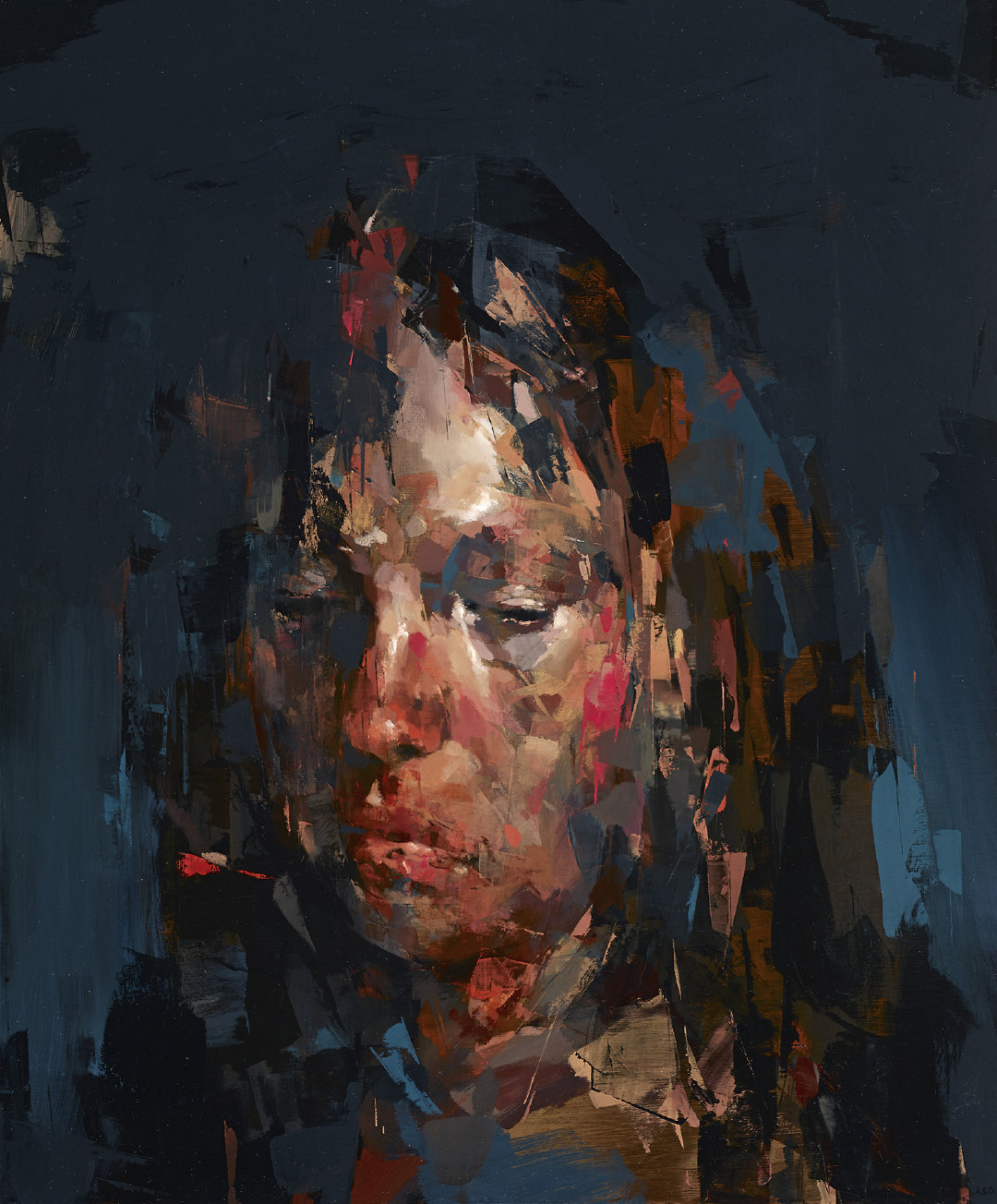 颜料污点和涂片形式的抽象肖像加州艺术家 kai samuels-davis 将线