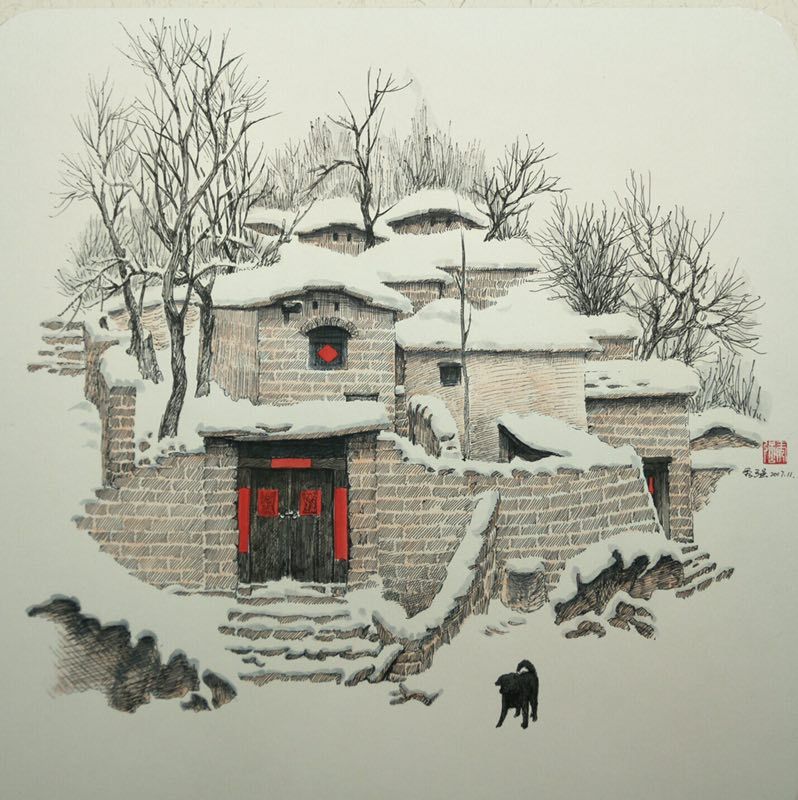 韩秀强钢笔画为您展现别具一格不一样的太行风情