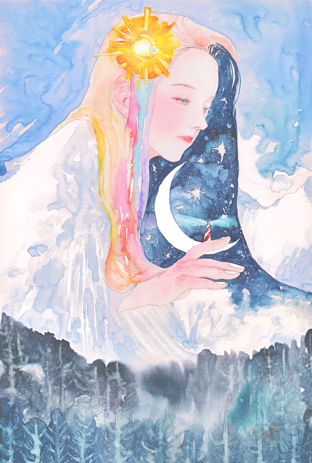 来自韩国画师gaeun笔下的梦幻水彩作品