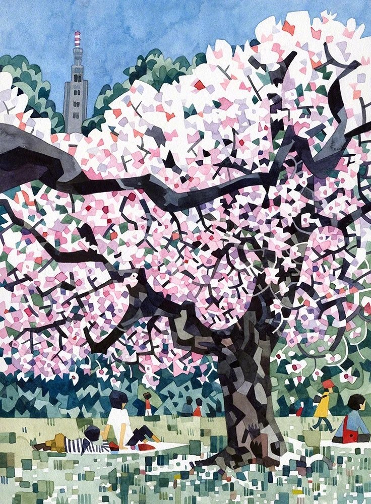 形式感很强的水彩色块风景作品 | 艺术家 jonathan edwards