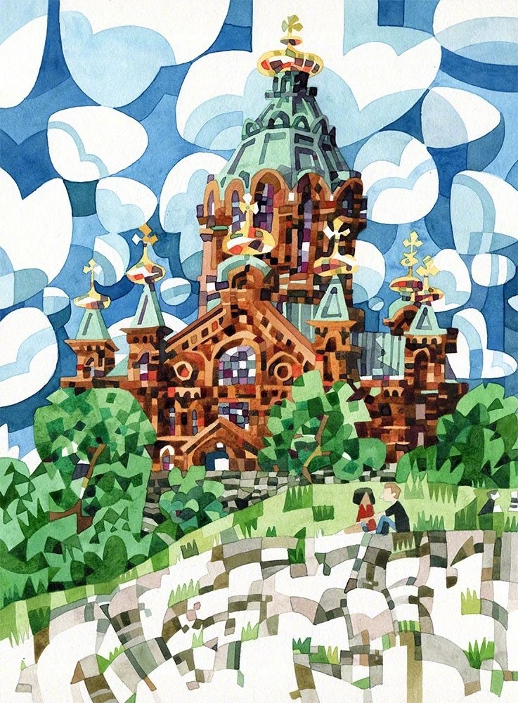 形式感很强的水彩色块风景作品 | 艺术家 jonathan edwards