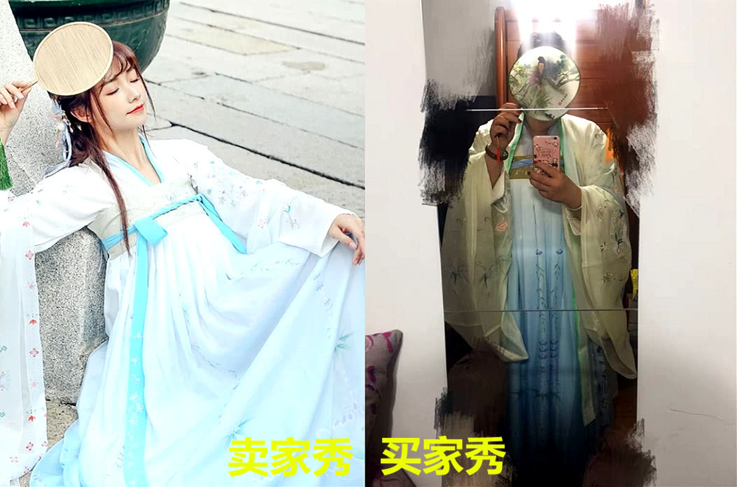 "不忍直视"的汉服买家秀,襦裙穿成睡袍,十分搞笑