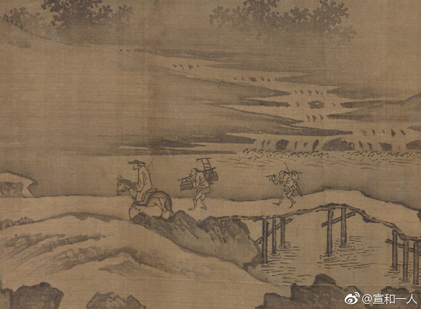 倪瓒及钱惟善和鲍恂等人题跋北宋燕文贵(传)《秋山萧寺图》_新浪新闻