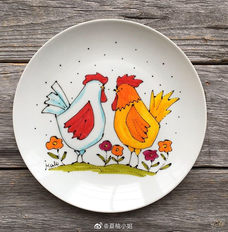 明艳可爱的瓷盘画,用陶瓷笔就可以画哟