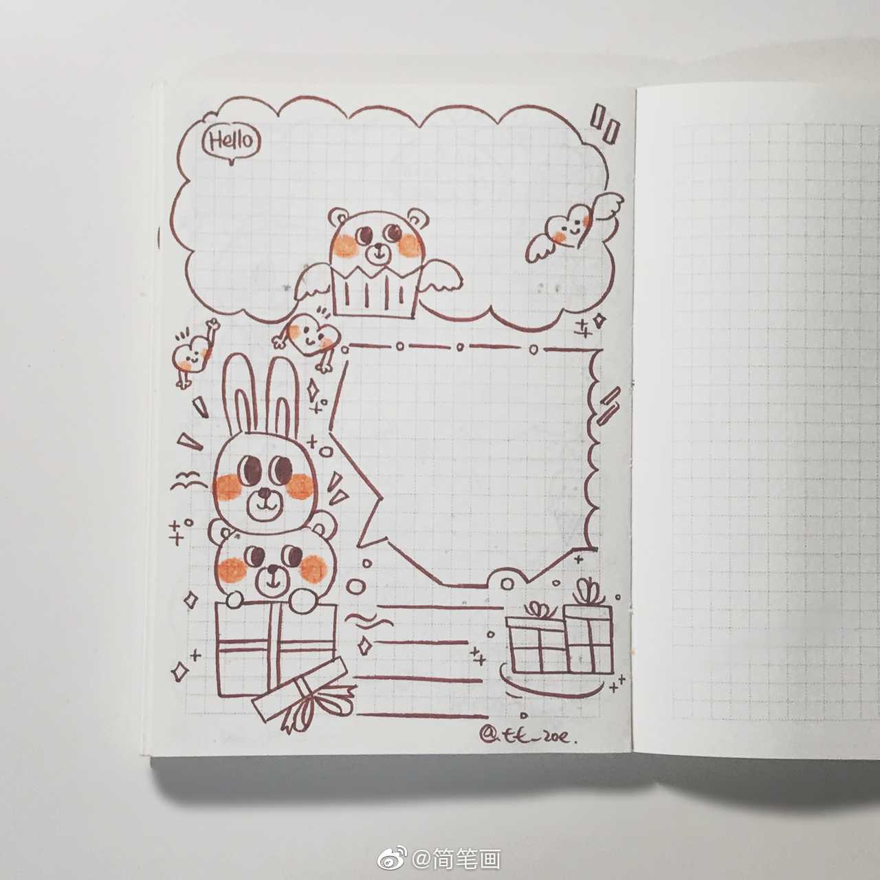 一支笔就能画的可爱手帐模板投稿七七zoe