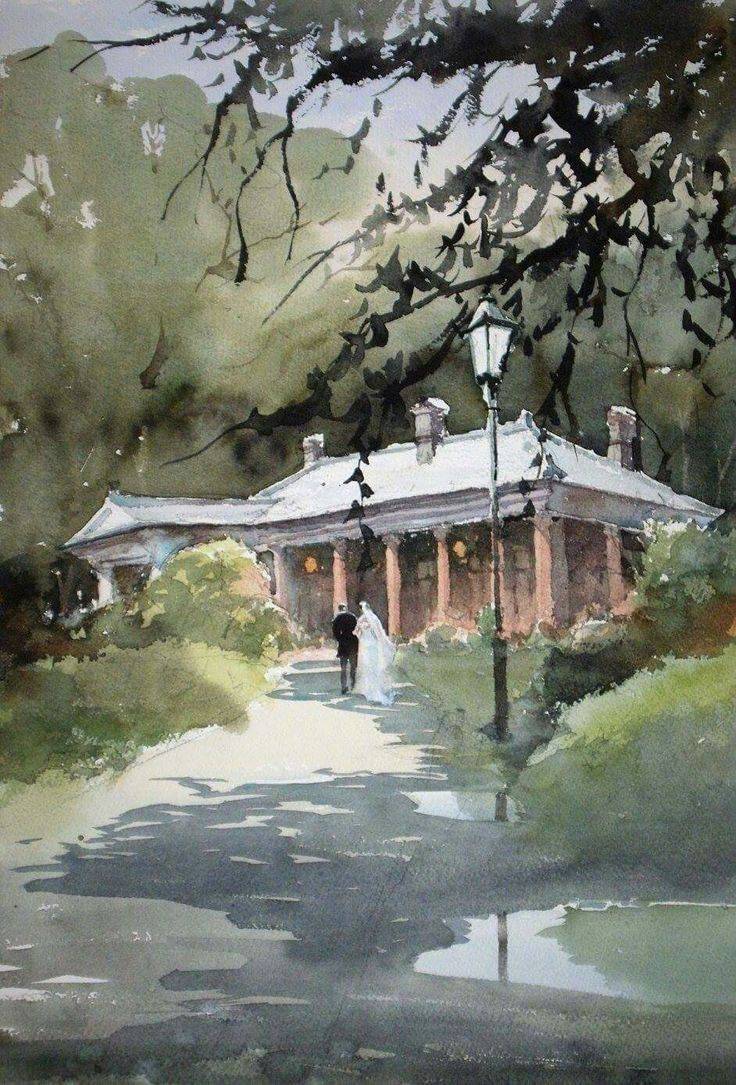 日本水彩画家kazuokasai绘画作品676767微博艺术