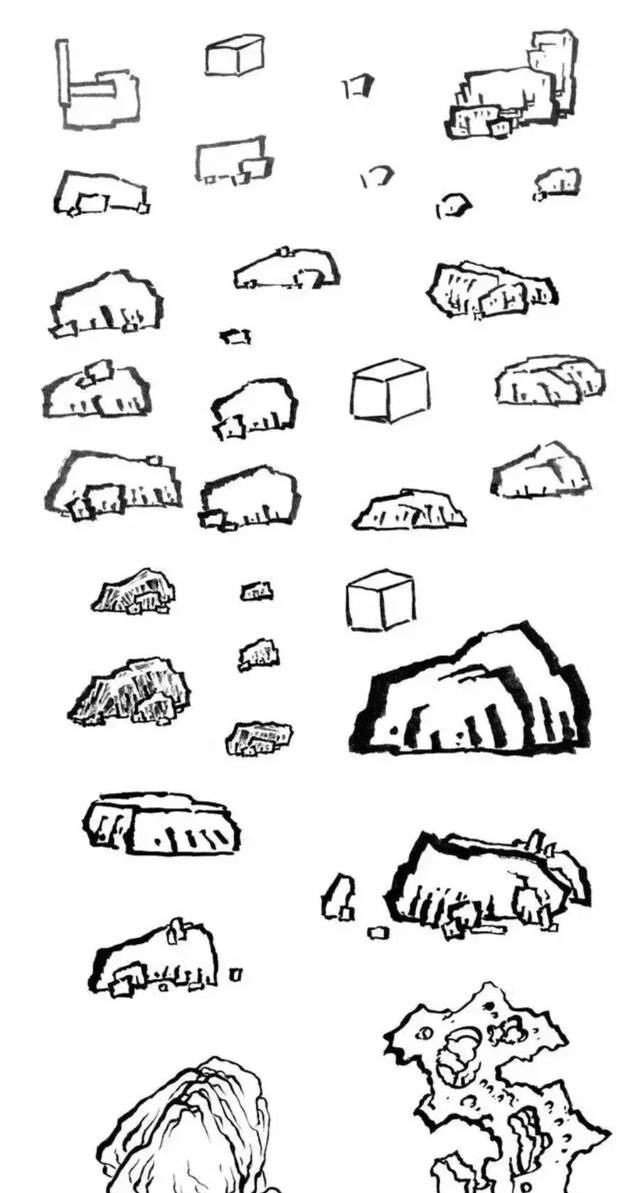 线描,石头的画法…|线描|画法|石头_新浪新闻