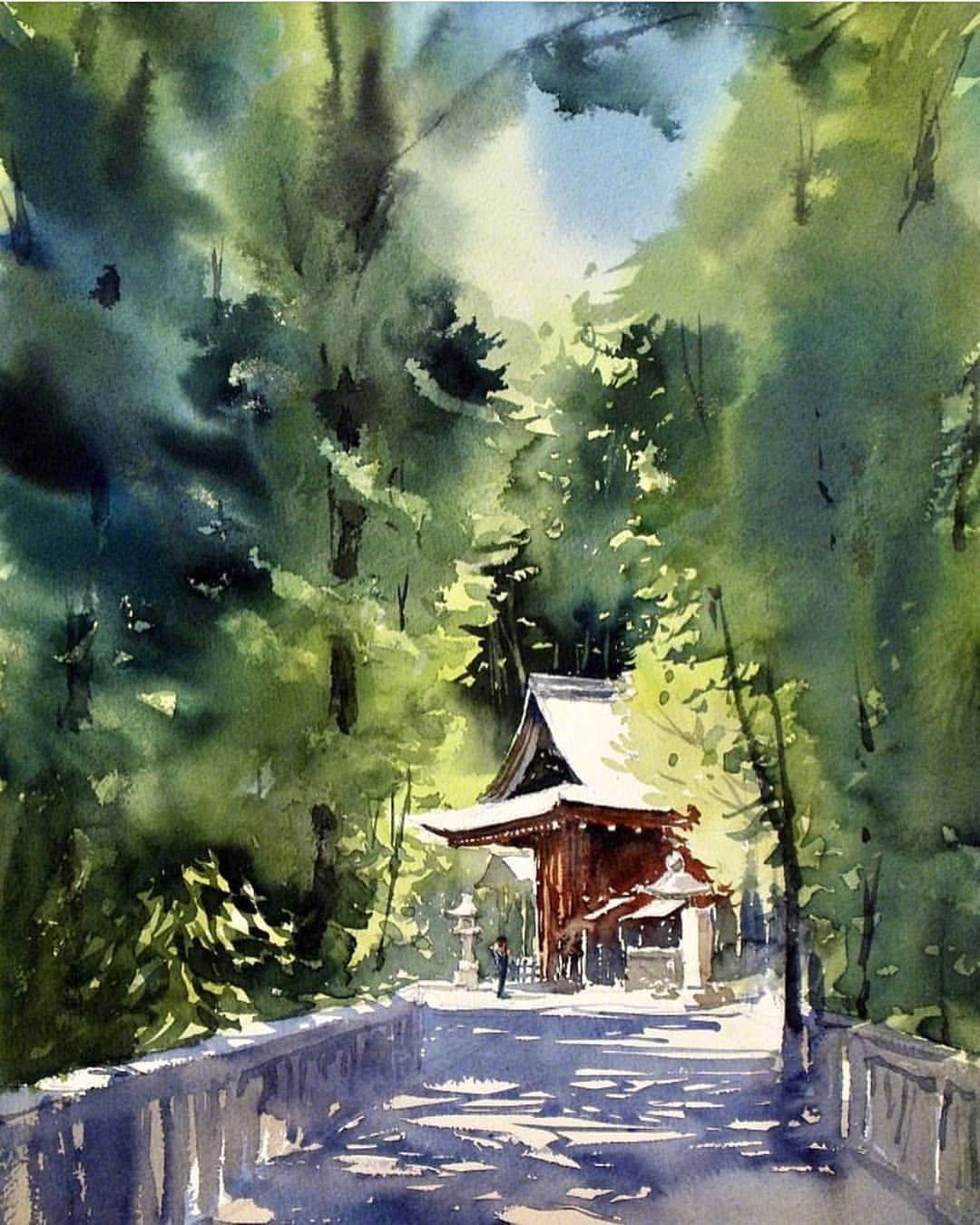 日本水彩画家kazuokasai绘画作品676767微博艺术