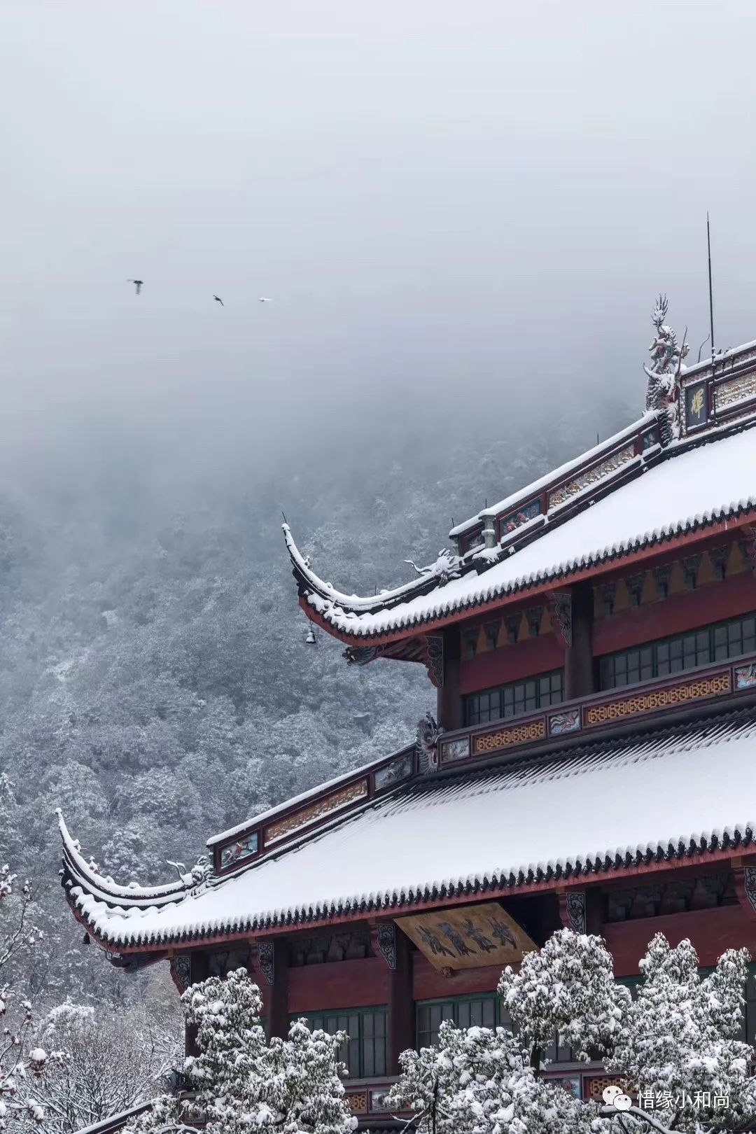 寒山寺雪景高清照片图片