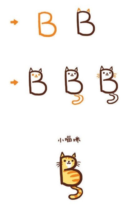 字母变动物简笔画可爱图片