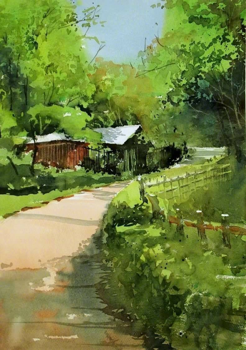 日本水彩画家kazuokasai绘画作品676767微博艺术
