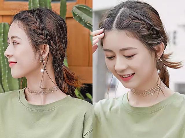 发非常随性,无论是长发,还是短发都可以的,只要在侧边抽取一小撮头发