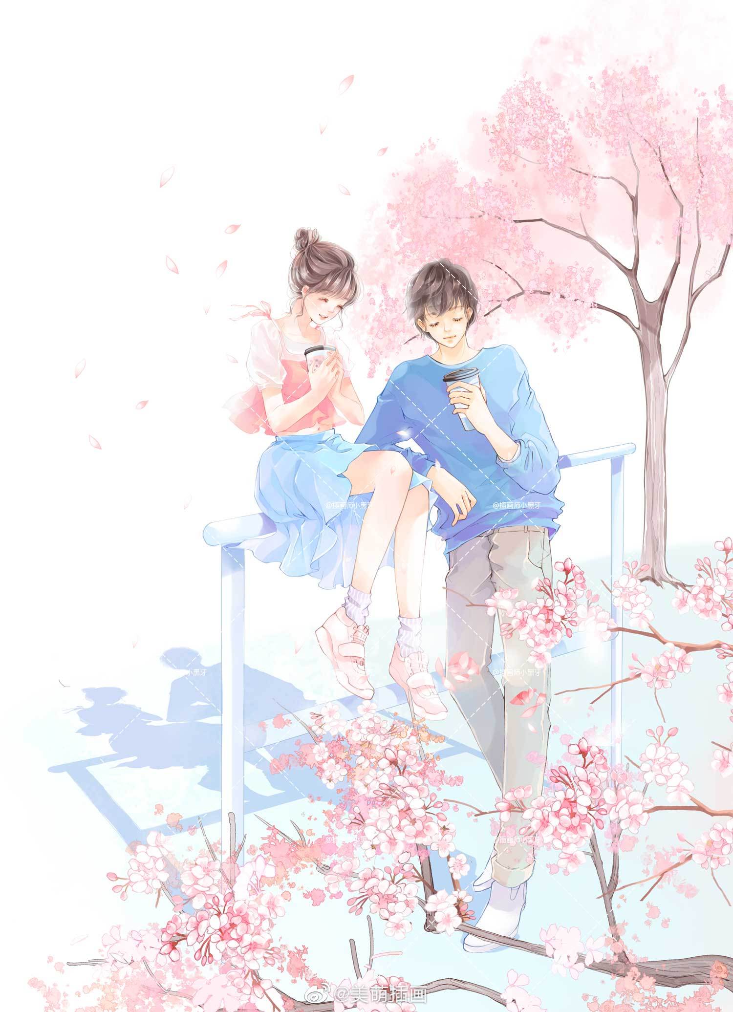 小黑牙笔下的少男少女都那么清纯可爱真的好棒哦^0^~@插画师小黑