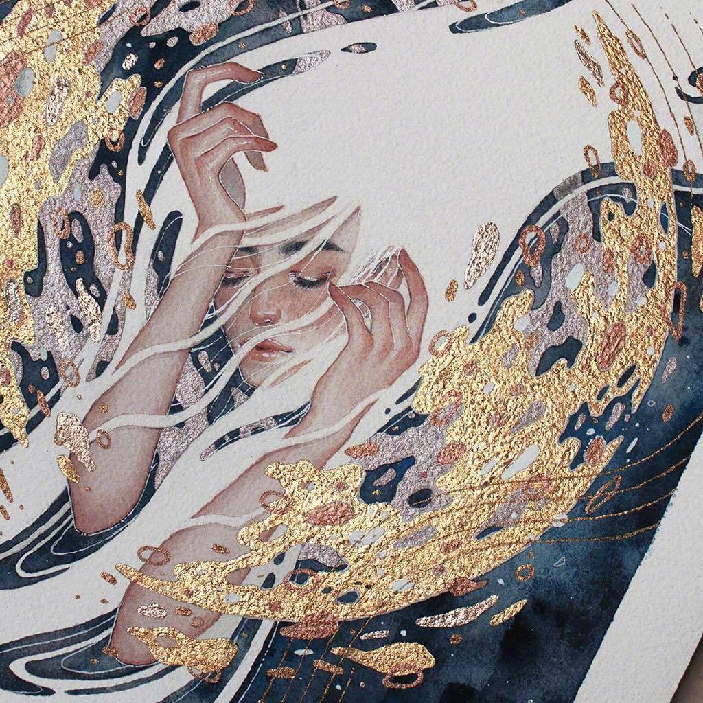 一组水彩唯美人物插画来自插画艺术家kelogsloops