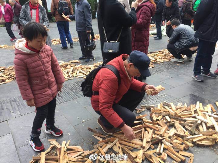 大年初一,贵阳黔灵山公园"捡柴(财)"的市民络绎不绝