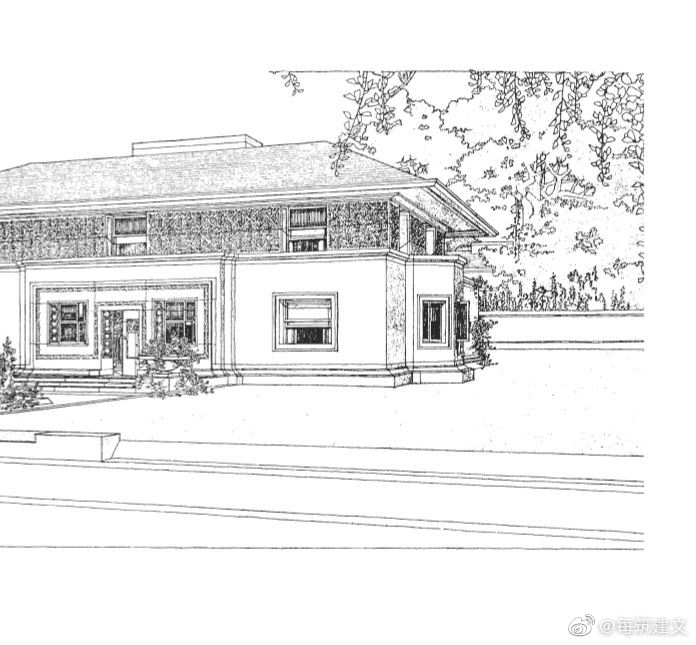 《赖特手绘建筑图集》假日重温,这几件作品是早年赖特大师画的钢笔