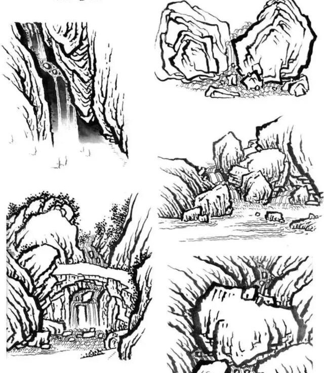 线描,石头的画法