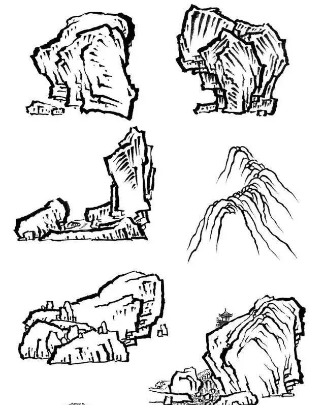 线描,石头的画法