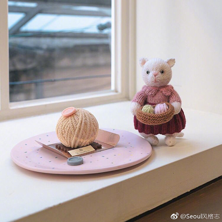 lemontblanc首尔一家以毛线为主题的咖啡店毛线蛋糕非常有特色
