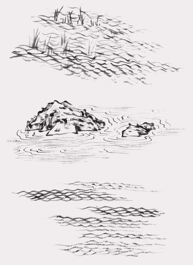 零基础山水画教程水的五种画法手把手教画画一起来临摹