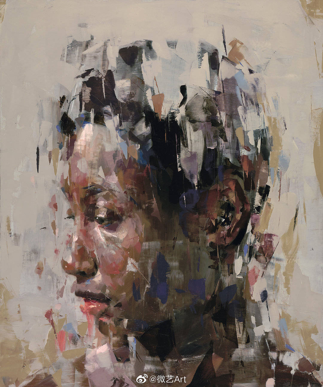 颜料污点和涂片形式的抽象肖像加州艺术家 kai samuels-davis 将线