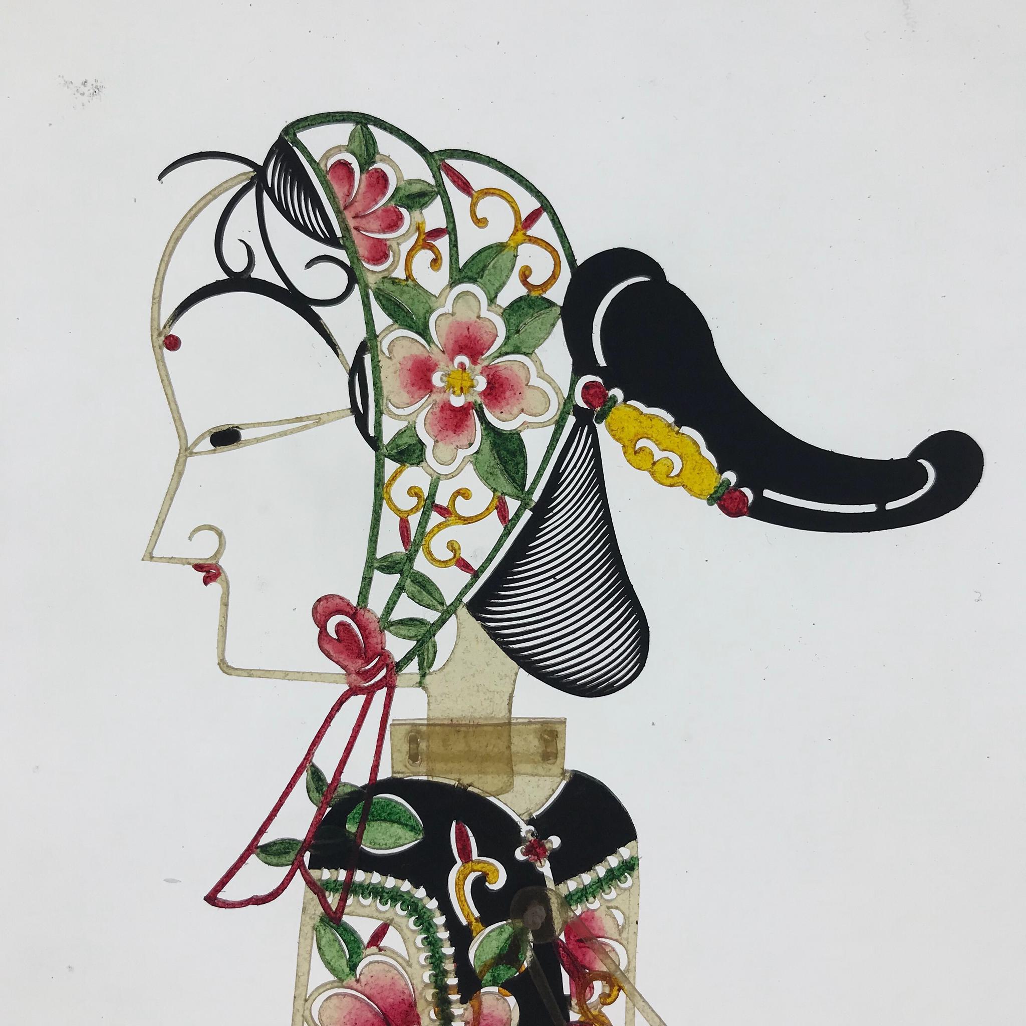 透花镂空雕刻采茶女676767朱超皮影作品