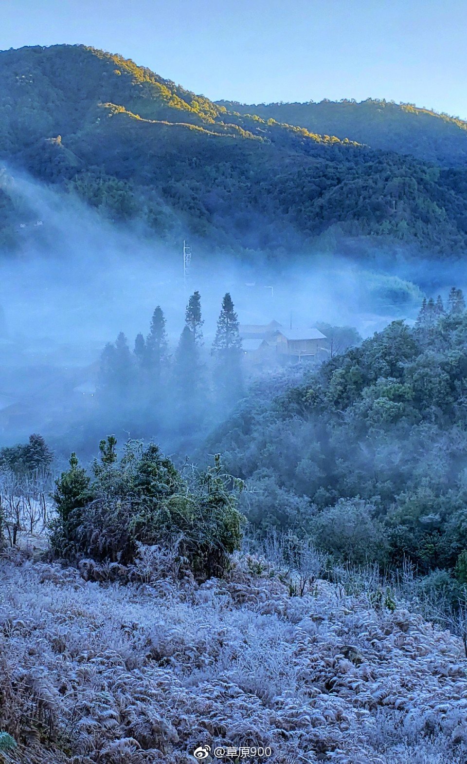 下勐劈,海拔一千多米,清晨雾气弥漫,宛若仙居.