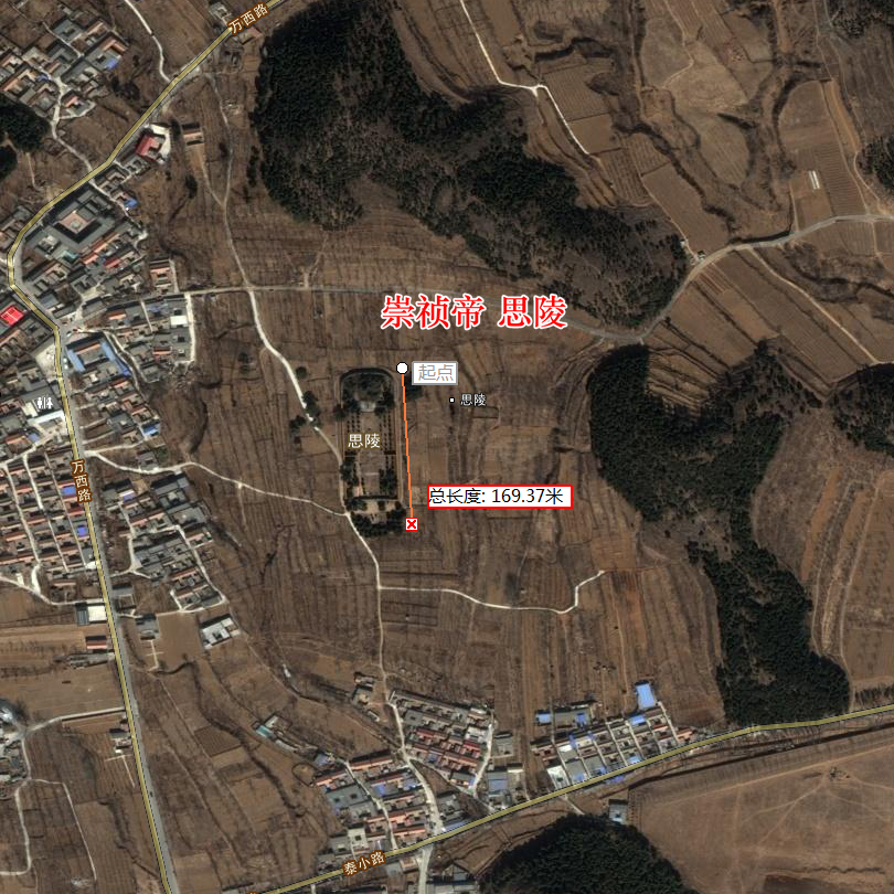 明十三陵卫星图总平面,崇祯思陵,悼陵,万贵妃墓,郑贵妃墓,万历