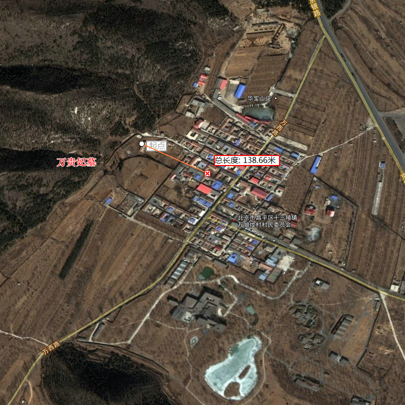 明十三陵卫星图总平面、崇祯思陵、悼陵、万贵妃墓、郑贵妃墓、万历