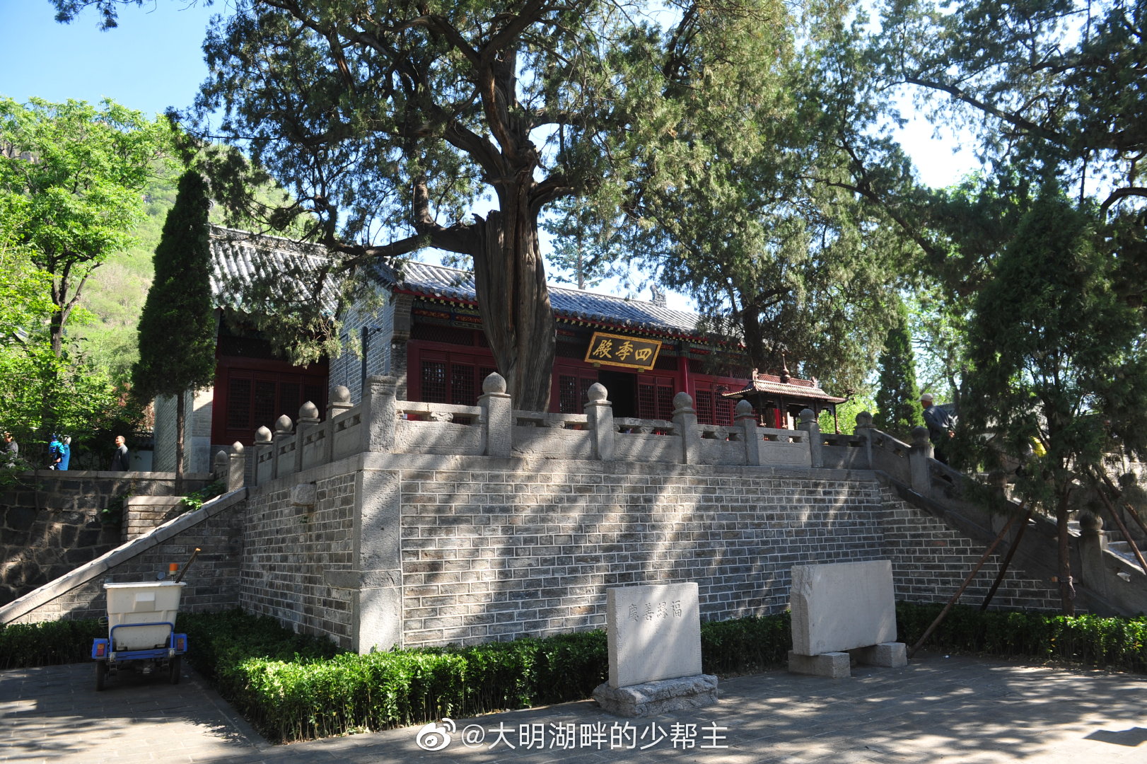 济南的华山脚下有个著名的华阳宫,碧瓦朱甍,古柏参天