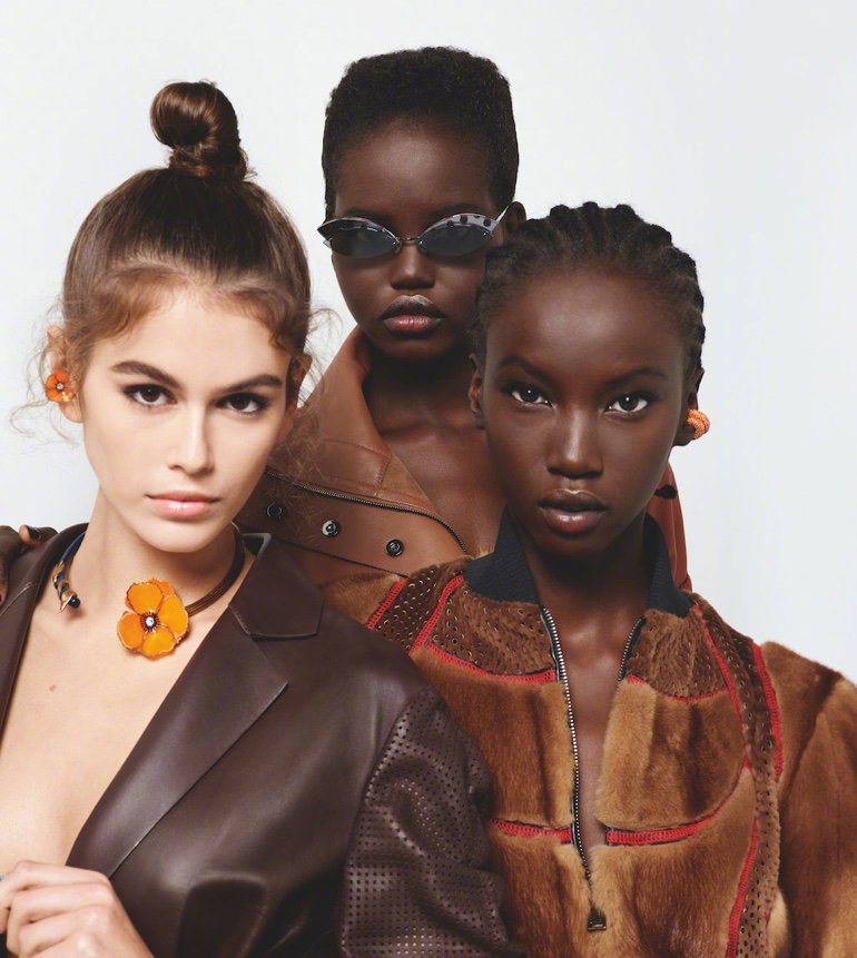 kaia gerber,adut akech和anok yai 出镜代言fendi 2019年春夏广告