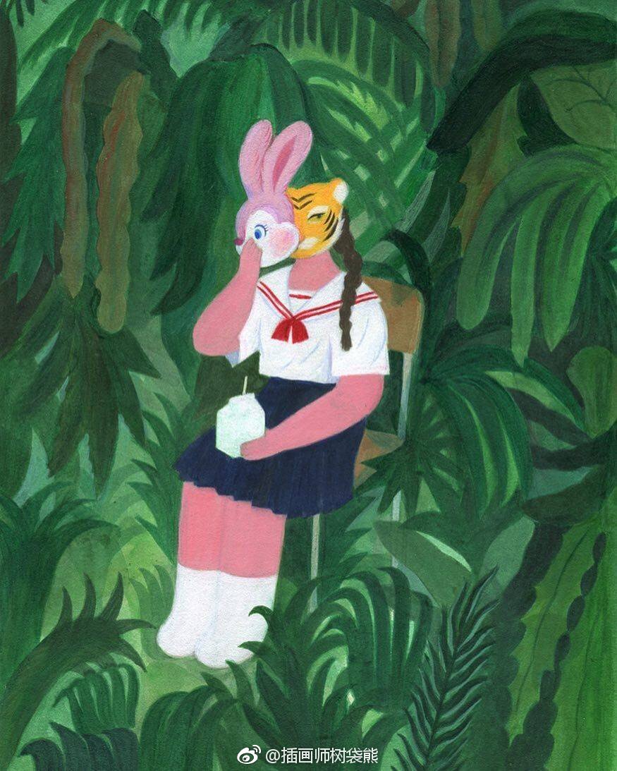 韩国插画师universenano可爱少女系插画设计作品