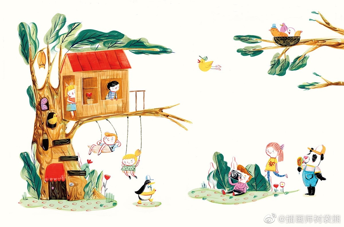 西班牙插画师 ana sanfelippo 儿童乐园插画设计作品淡雅的颜色