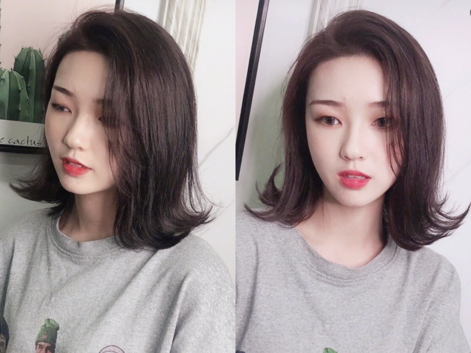 4,这款鱼尾卷短发发型,是适合圆脸女生or脸大的女生剪,将发尾进行鱼尾