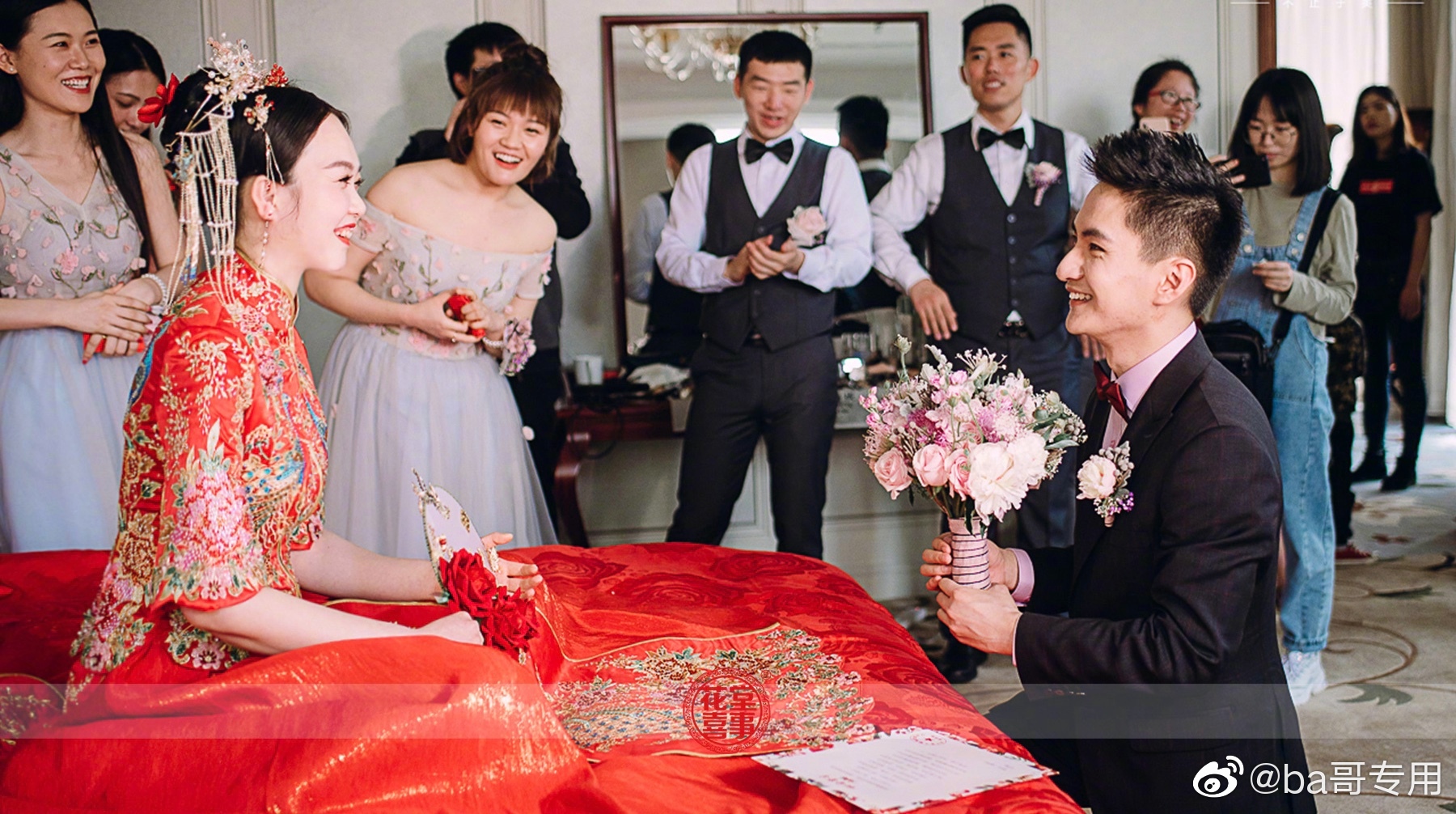 今天快乐星球的丁凯乐结婚婚纱照和现场迎亲照片出来了祝福乐乐