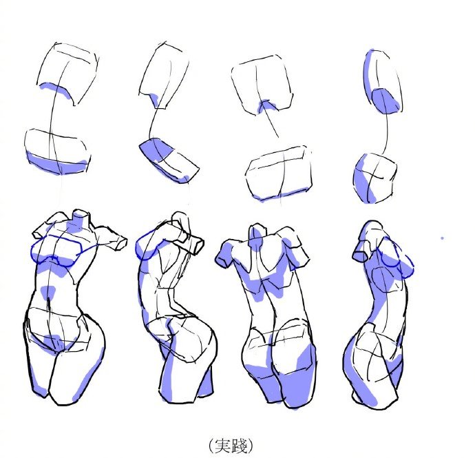 一些有关动漫女性身体的画法简略化 自己收藏 转需