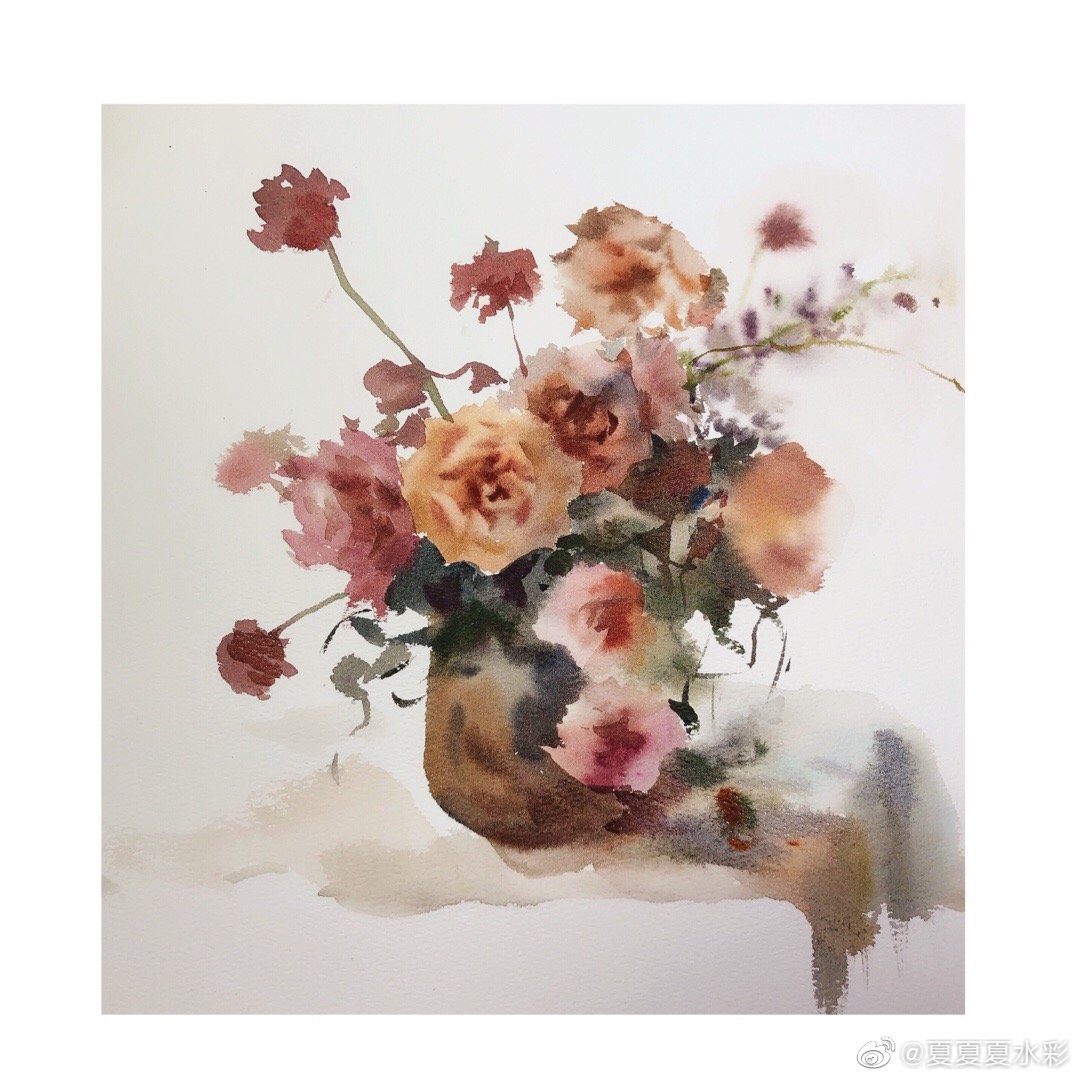 作者 夏夏夏水彩花卉小速写冬天就要画暖暖的颜色呀 高清图集 新浪网
