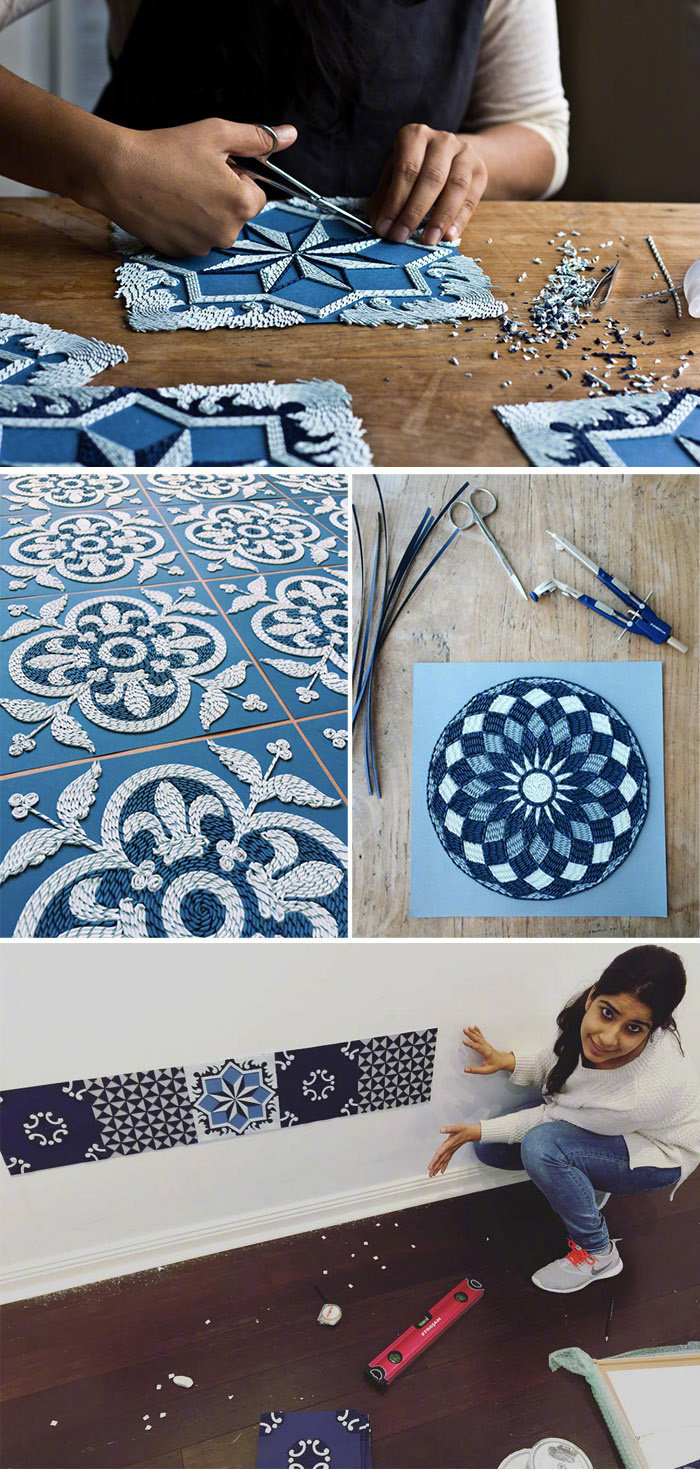 悉尼印度裔艺术家 gunjan aylawadi 利用纸张编制的复杂纹理