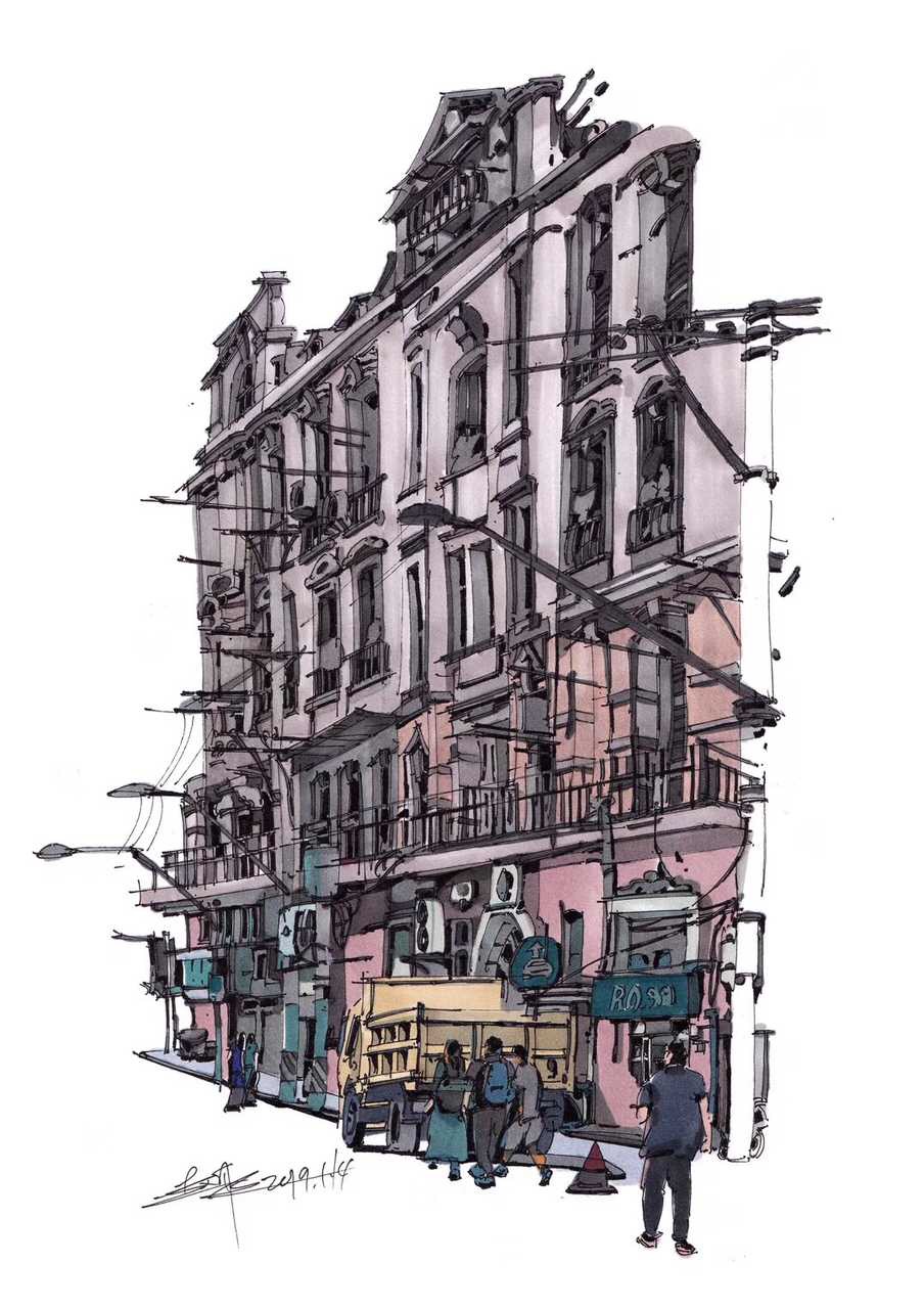 马克笔原创手绘系列上海印象作者赵航马克笔