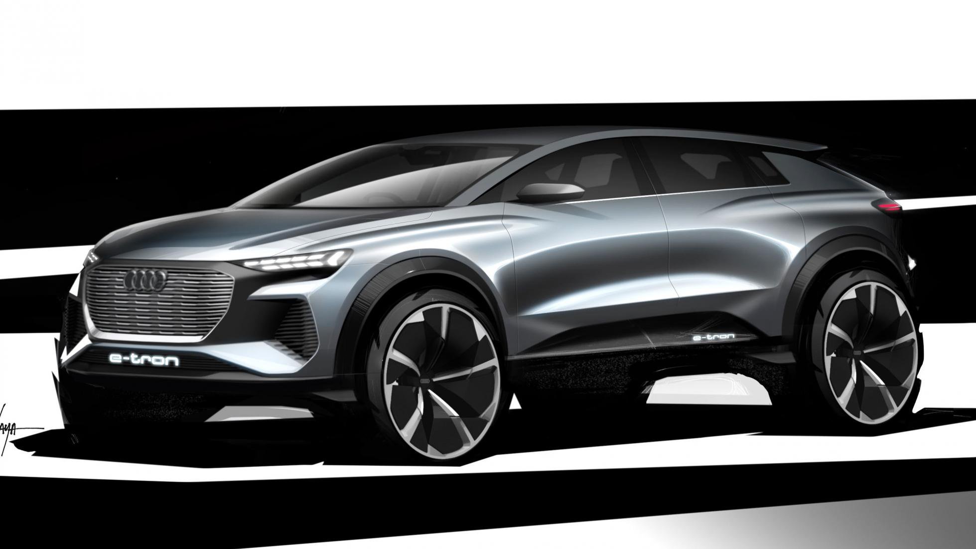 奥迪q4 e-tron概念车设计草图曝出!将于日内瓦车展首发!-新浪汽车