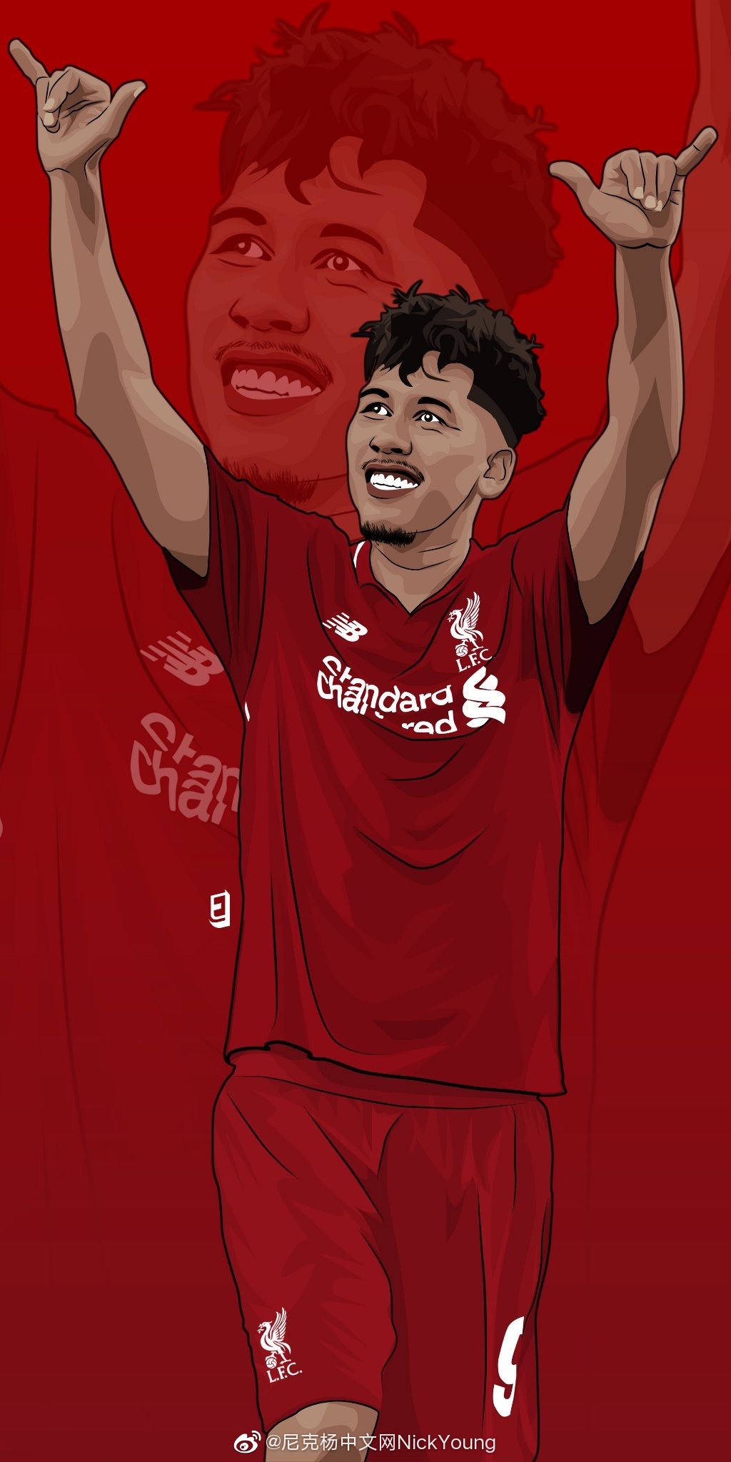 利物浦球员罗伯托·菲尔米诺,这画得真的不是尼克杨吗