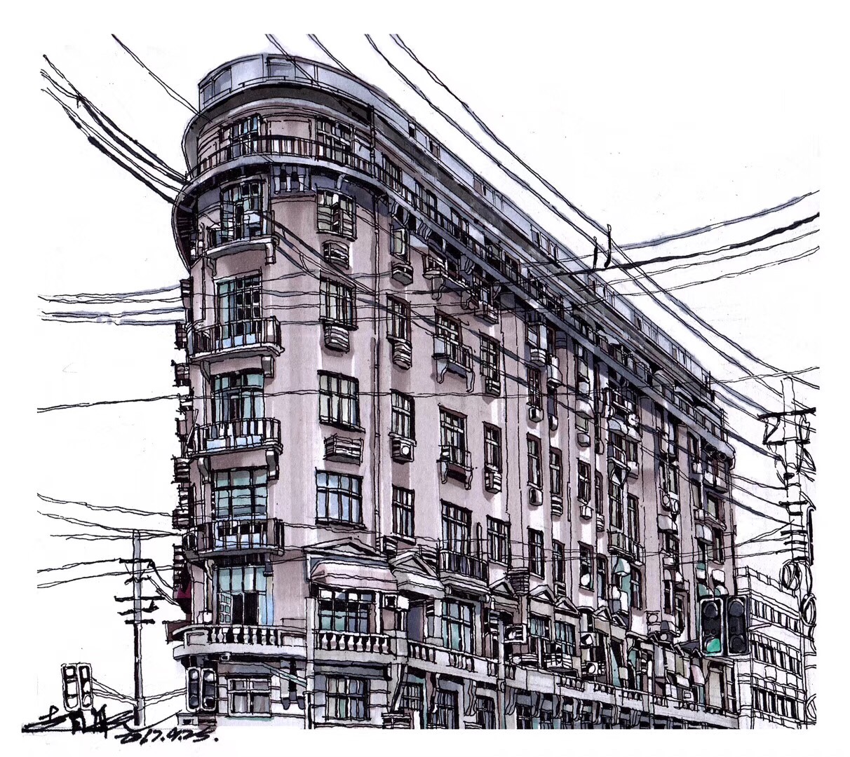 马克笔原创手绘系列上海印象作者赵航马克笔