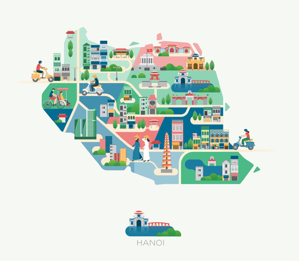 最美城市地图插画,还设计成了好看的钟