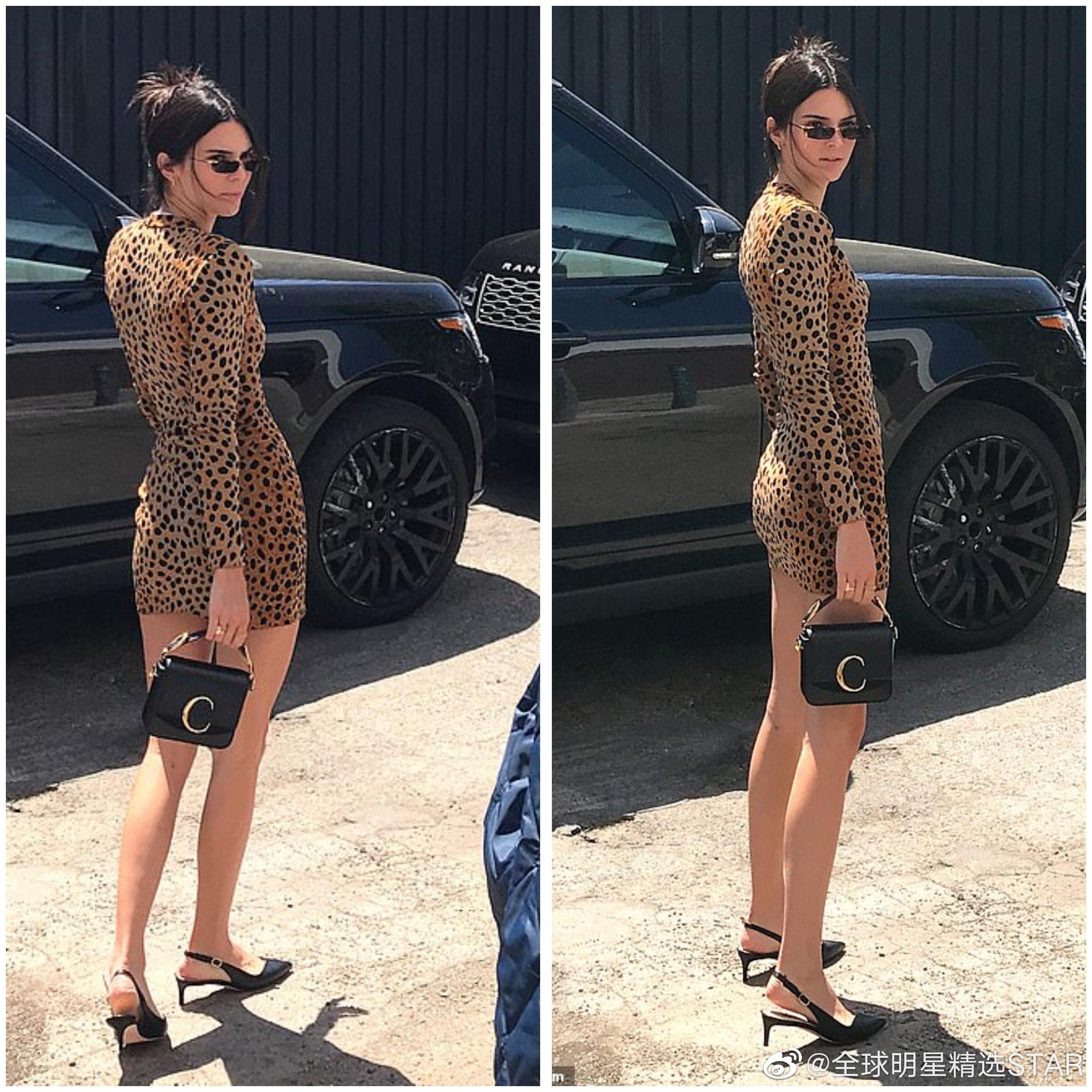 西蒙斯女友肯达尔·詹娜洛杉矶秀火辣身材,深v豹纹装吸人眼球