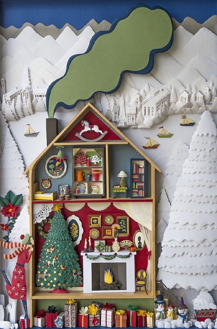 纸张层叠的立体感好棒! 古巴艺术家 elsa mora 一组纸艺插画