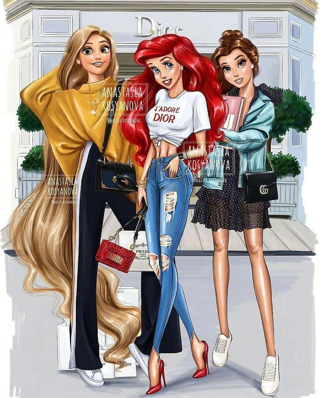 当迪士尼公主们穿上了时尚套装好飒一群公主