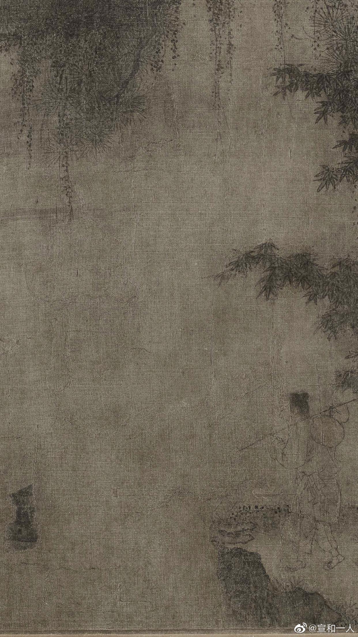 卢仝烹茶图刘松年或其他画院人绘南宋绢本设色24x44cm