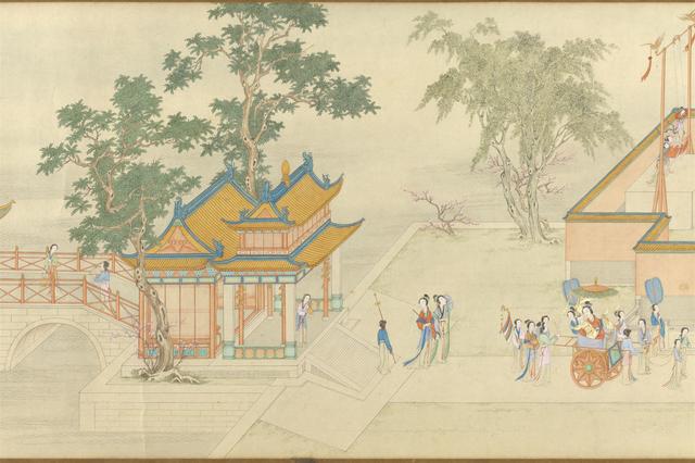 绘画艺术:《仿汉宫春晓图卷》(清 丁观鹏 绘,台北故宫藏)