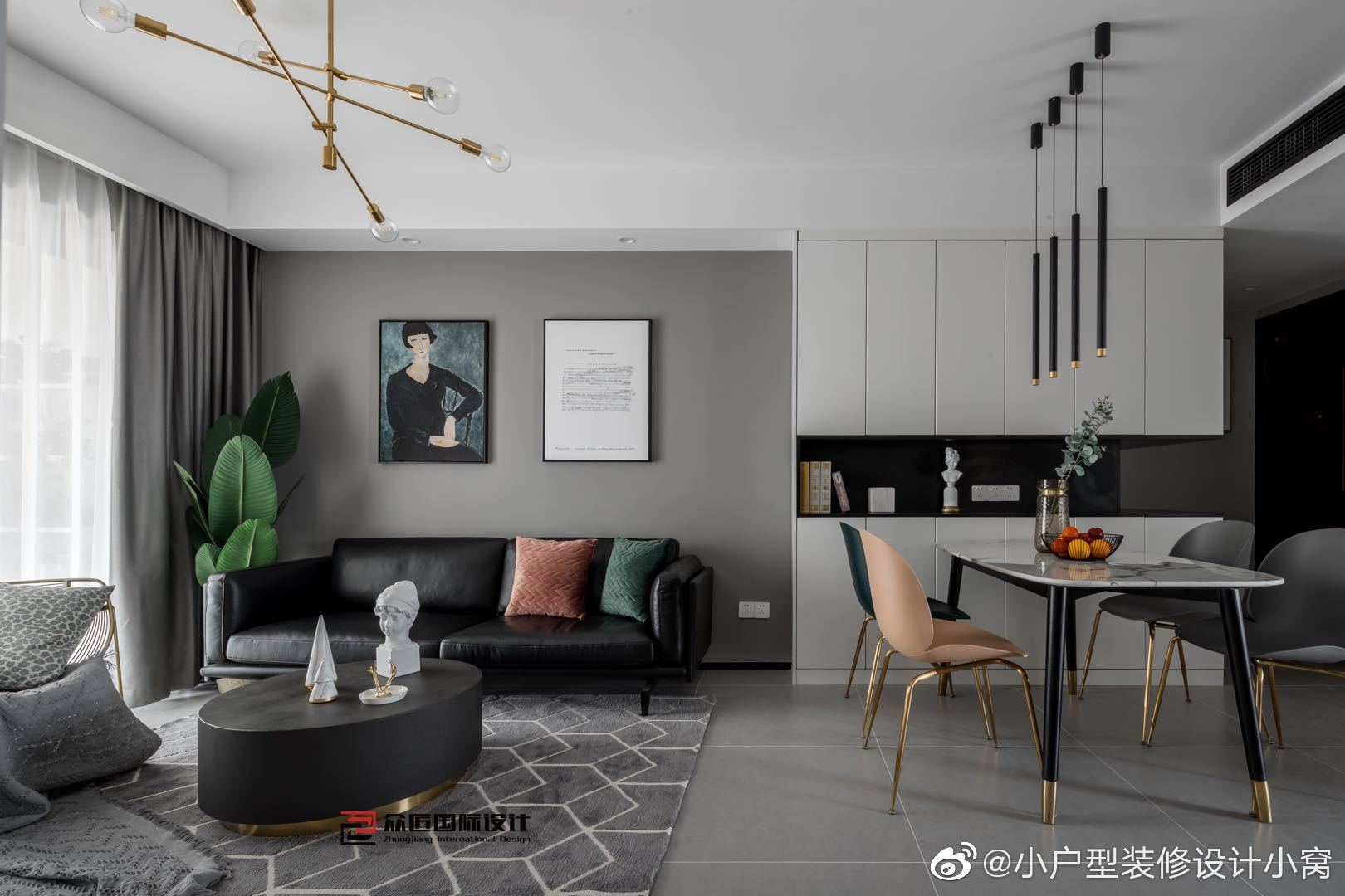 91㎡简约北欧风格丨众匠设计黑白灰格调莫兰迪色系