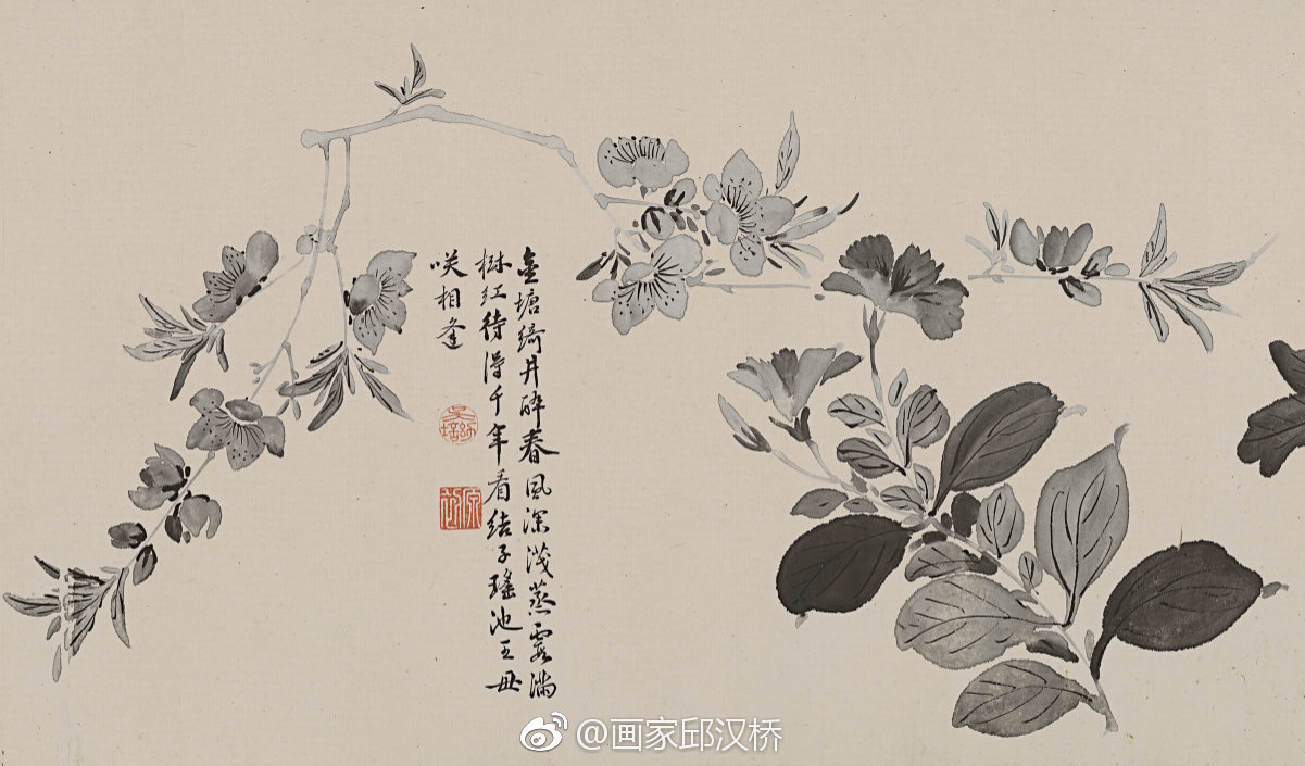 明周之冕仿陈道复花卉卷善用勾勒法画花